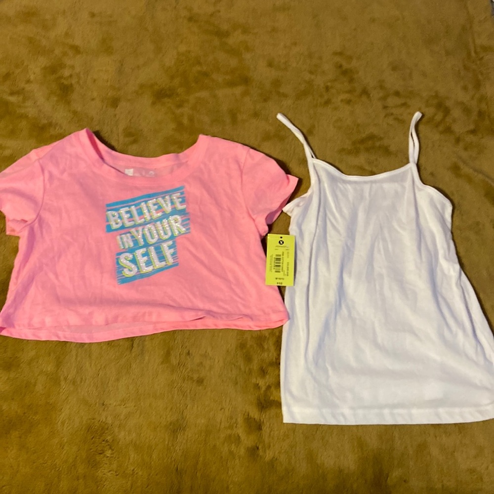 Xersion NWT girls 2 pc set pink top w/white cami size 10/12